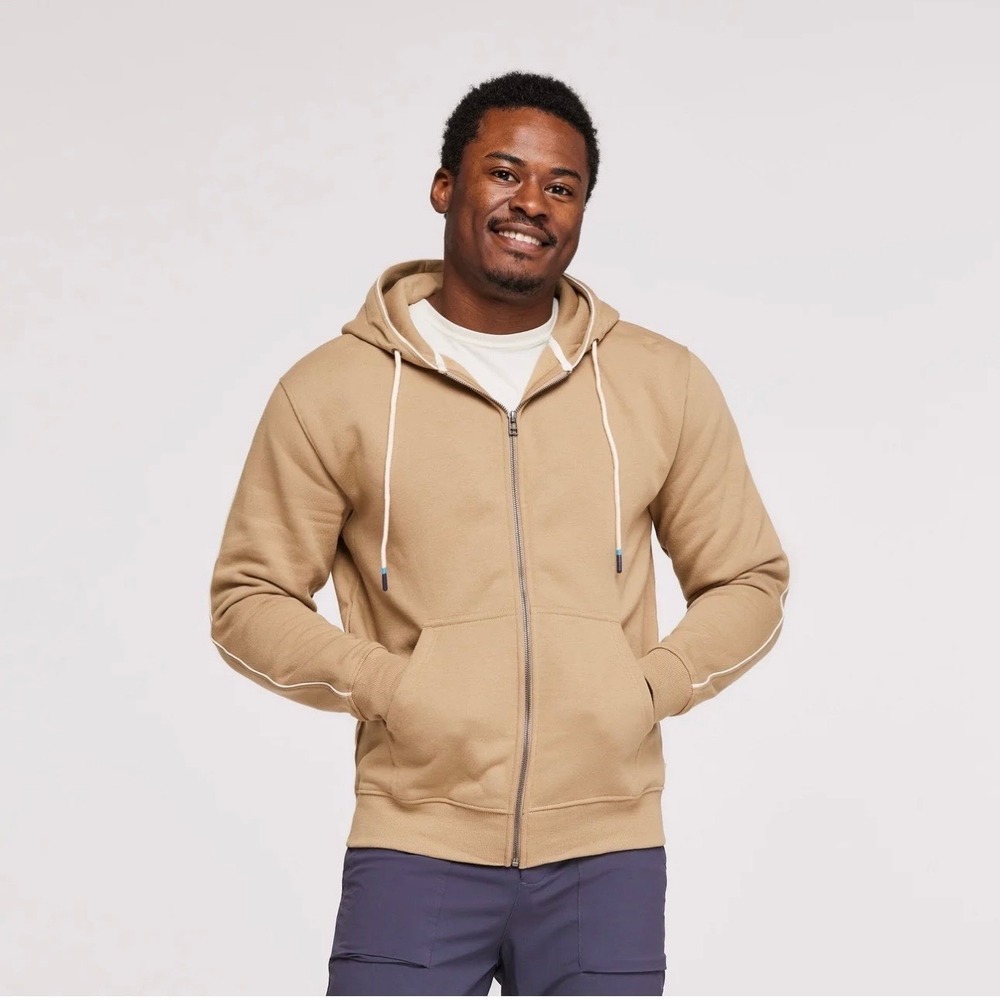 Cotopaxi Do Good Full Zip Hoodie Men's M Cascara Tan Organic Cotton Fleece